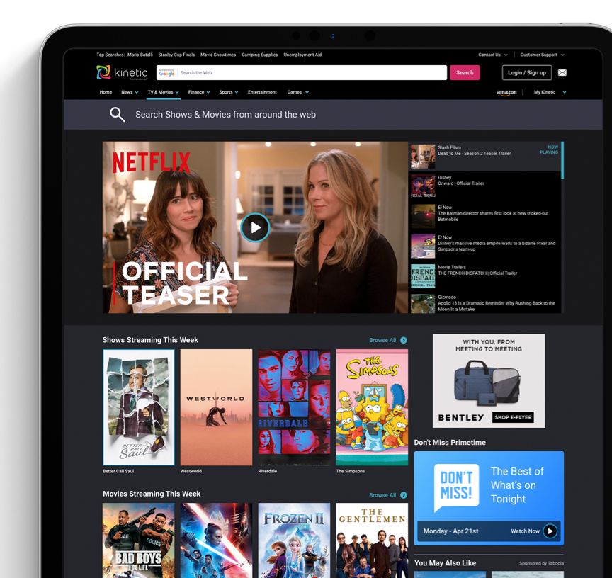 TV & Movies Vertical Audience Engagement Platform Preview