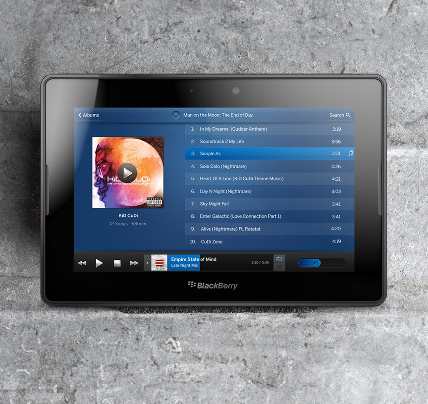 BlackBerry PlayBook Music App